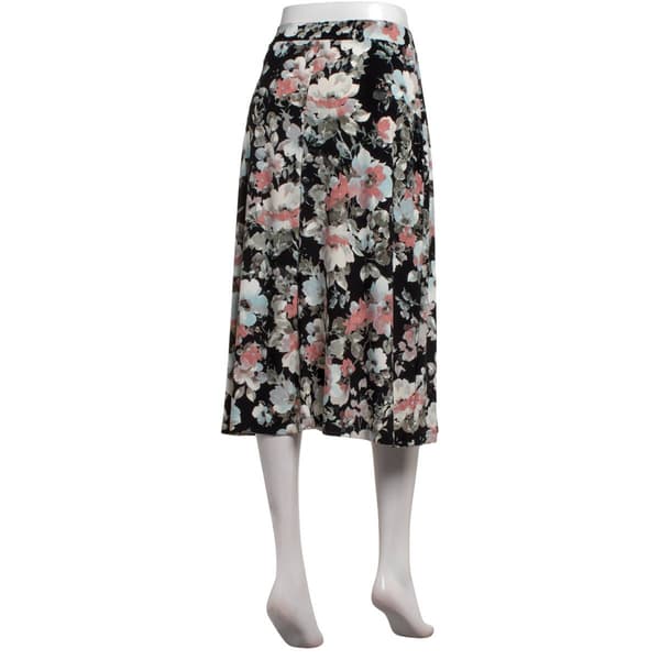 Womens Kasper Pull On Flared Floral Midi Skirt