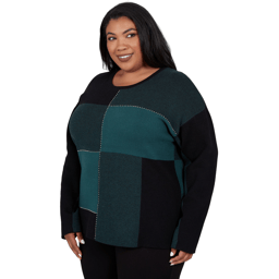 Plus Size Emaline Feminine Mystique Color Block Sweater