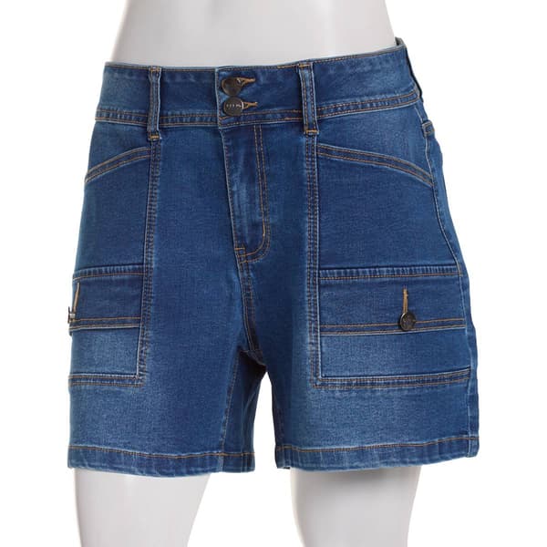 Womens Bleu Denim Denim Cargo Pocket Shorts