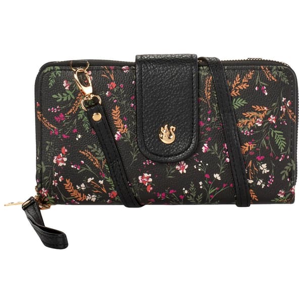 Womens Gloria Vanderbilt Floral Zip Around Crossbody Wallet - image 