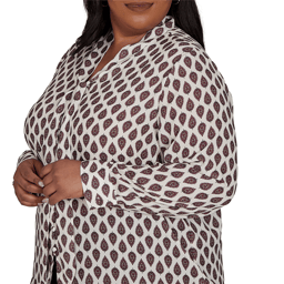 Plus Size Emaline Country Code Tie Neck Medallion Blouse