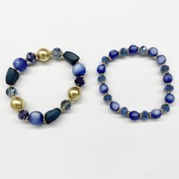 Ashley Cooper(tm) 2pc. Mixed Bead Stretch Bracelets w/ Gold Accents