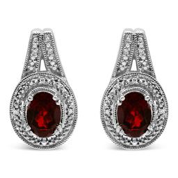 Haus of Brilliance Red Garnet & Diamond Accent Stud Earrings