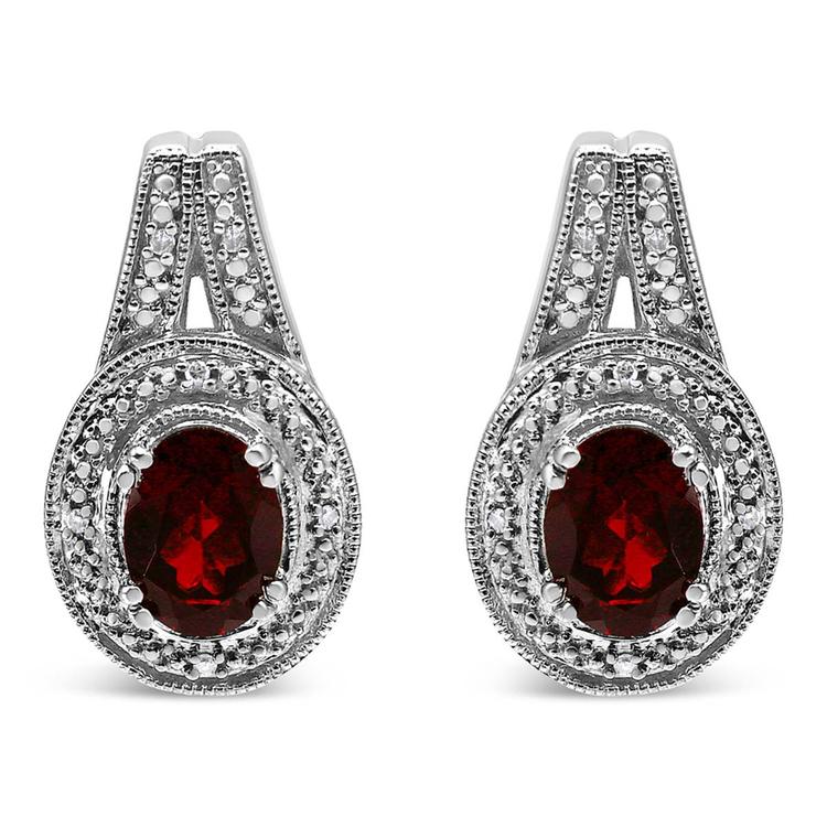 Haus of Brilliance Red Garnet & Diamond Accent Stud Earrings