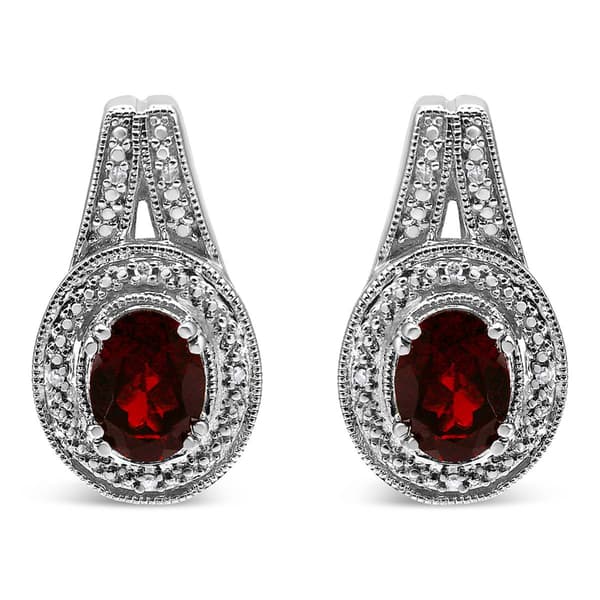 Haus of Brilliance Red Garnet & Diamond Accent Stud Earrings