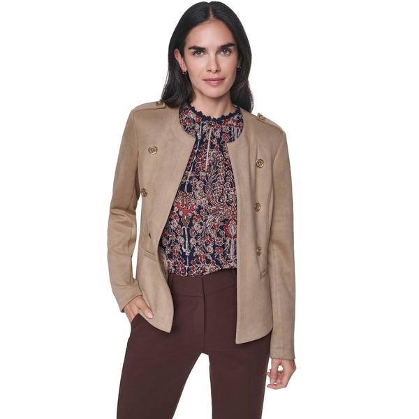 Womens Tommy Hilfiger Long Sleeve Button Details Suede Blazer - image 