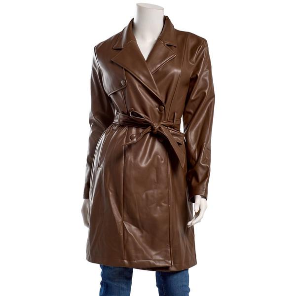 Juniors Love Tree Vegan Leather Trench Coat - image 