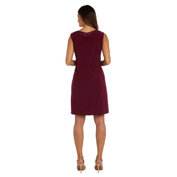 Womens R&M Richards 3/4 Sleeve Soft sheer Pleated Jacket Dress