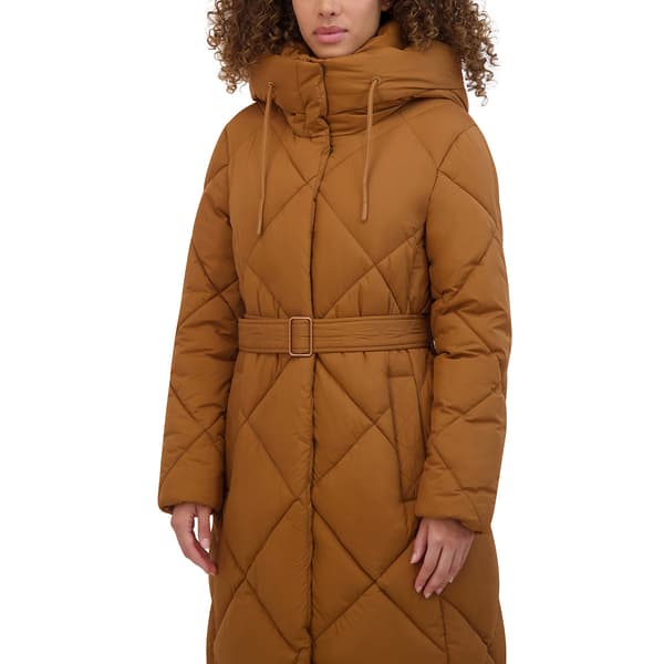 Womens Kenneth Cole® Long  Quilted Puffer Coat