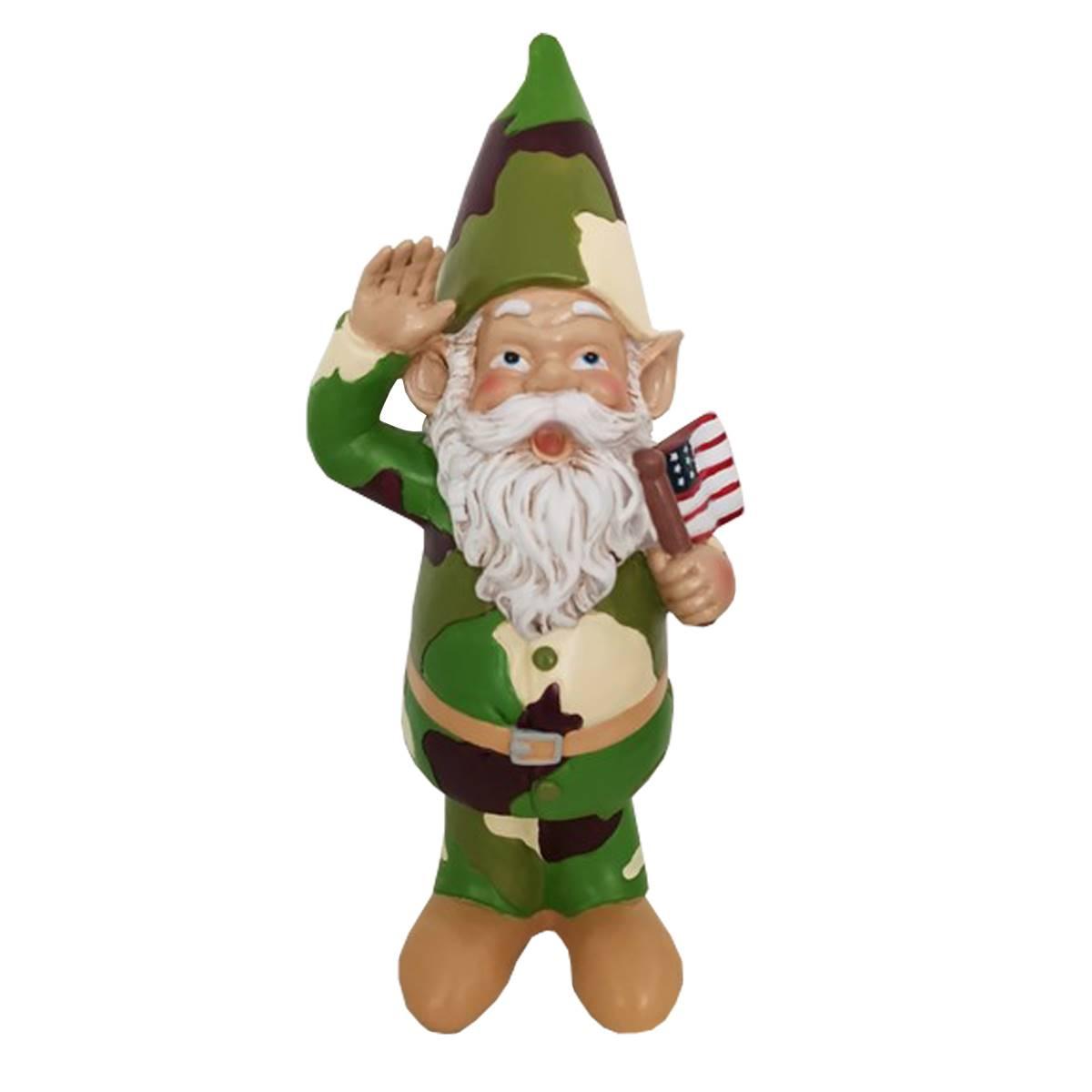 Santa’s Workshop 12in. Army Gnome with Flag