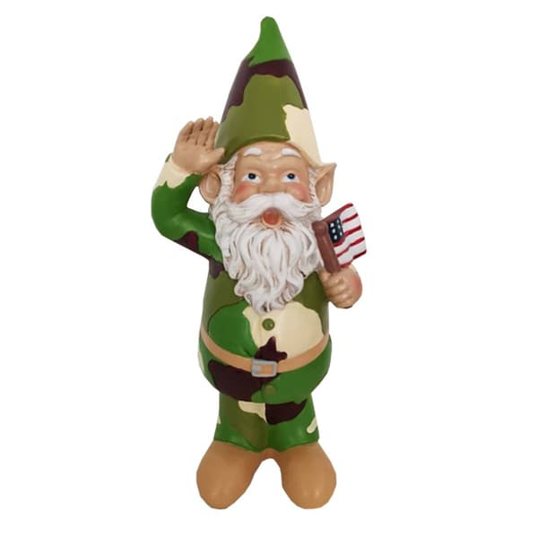 Santa's Workshop 12in. Army Gnome with Flag - image 