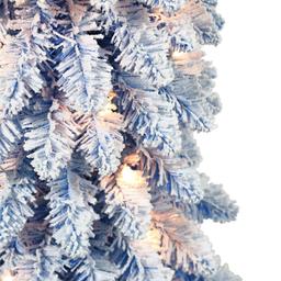 Puleo International 4ft. Pre-Lit Flocked Pencil Christmas Tree