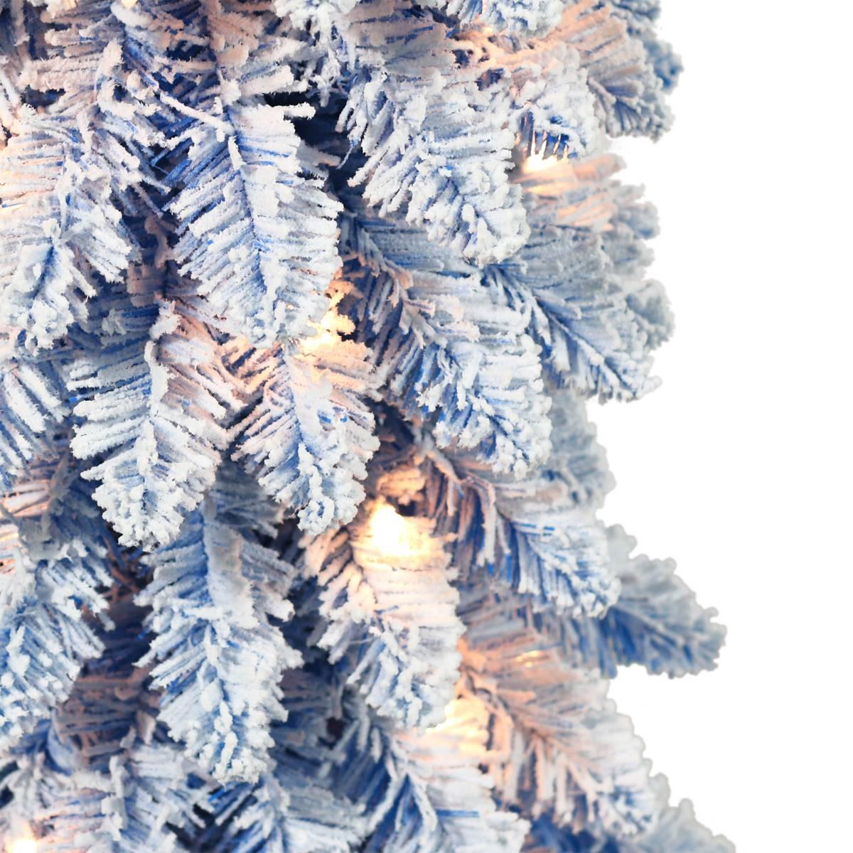 Puleo International 4ft. Pre-Lit Flocked Pencil Christmas Tree