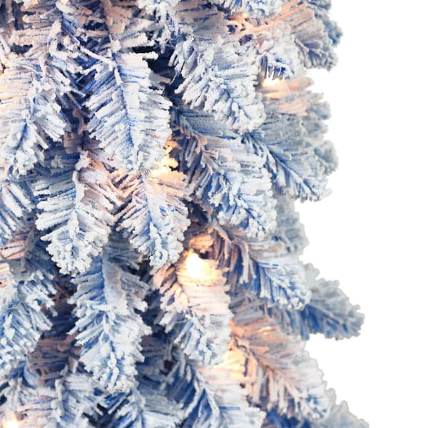 Puleo International 4ft. Pre-Lit Flocked Pencil Christmas Tree