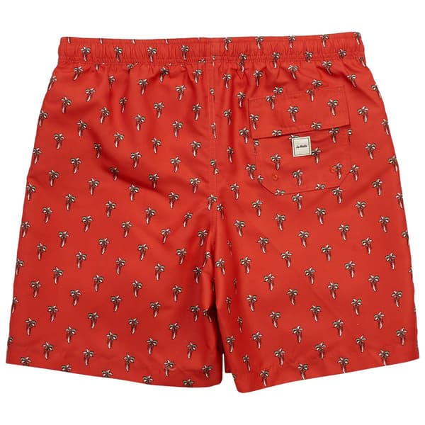 Mens Joe Marlin Colorful Palm Swim Trunks - Red Mango