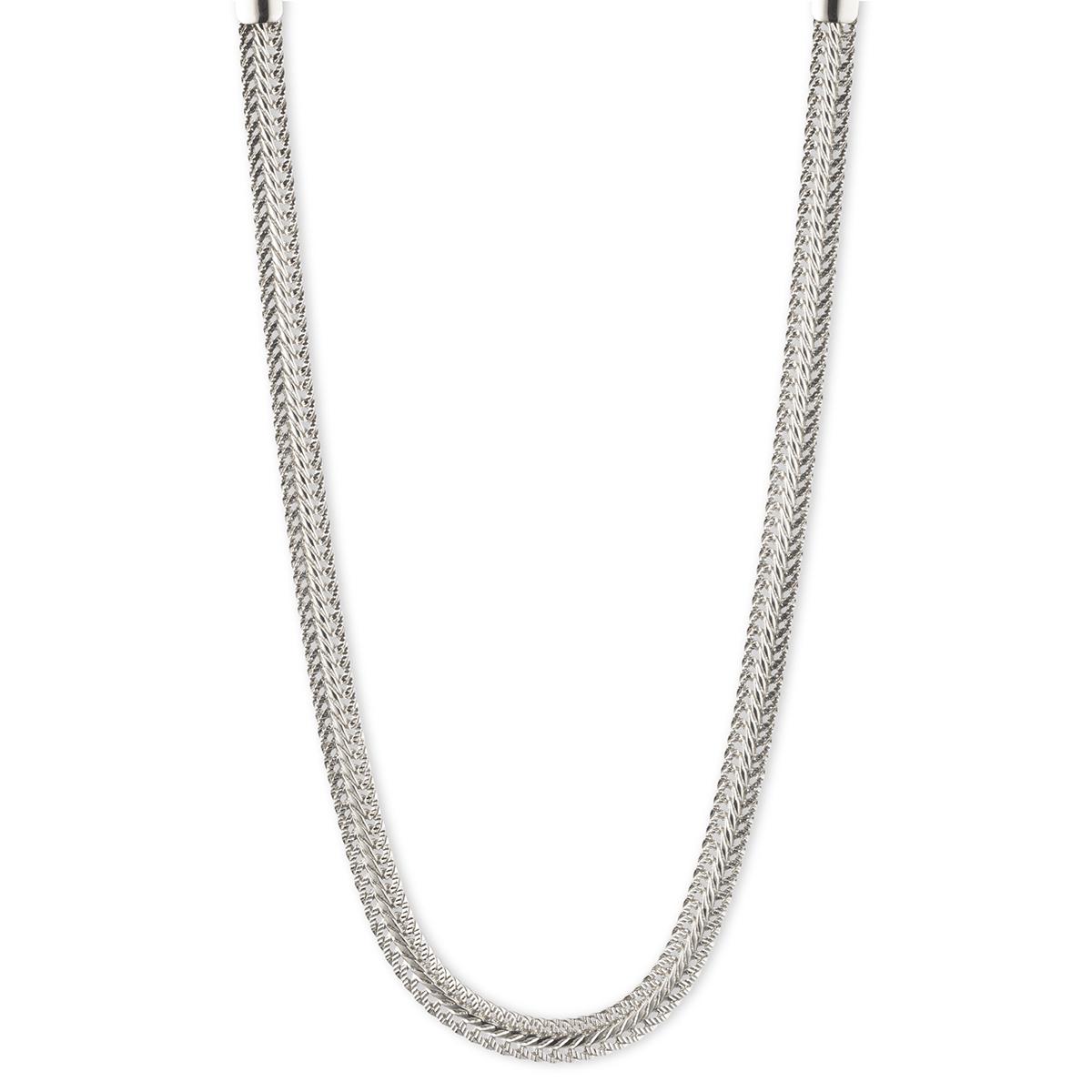 Anne Klein Silver-Tone Flat Chain Collar Necklace