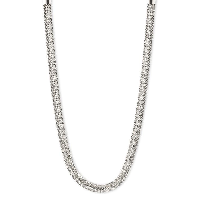 Anne Klein Silver-Tone Flat Chain Collar Necklace