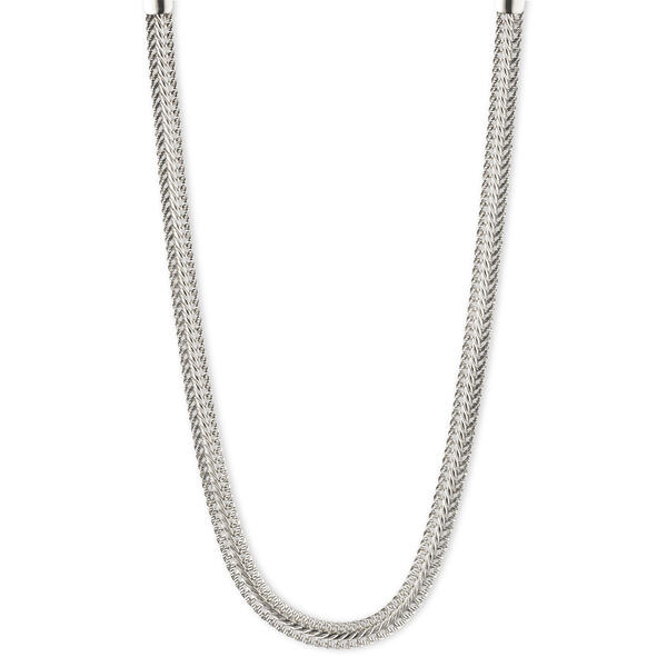 Anne Klein Silver-Tone Flat Chain Collar Necklace - image 