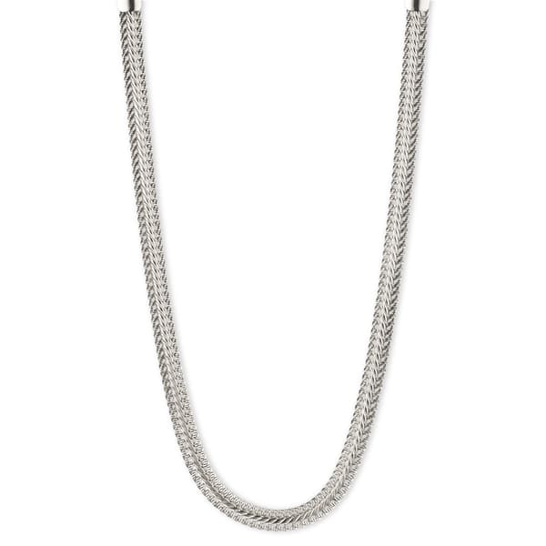 Anne Klein Silver-Tone Flat Chain Collar Necklace - image 