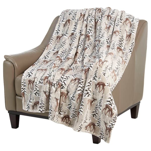 Mountain Ridge&#40;R&#41; Winter Deer Plush Sherpa Throw