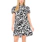 Petite MSK Short Puff Sleeve Abstract 1/4 Button Shift Dress - image 1