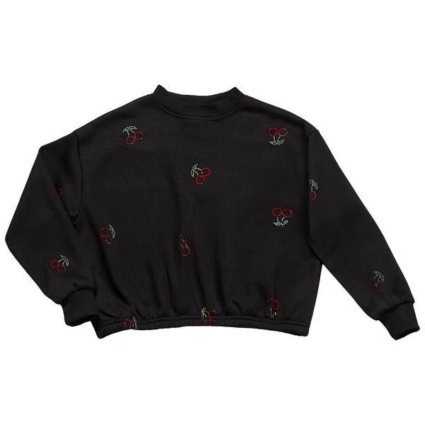 Girls (7-16) Jolie & Joy Rhinestone Cherry Crew Sweatshirt - image 