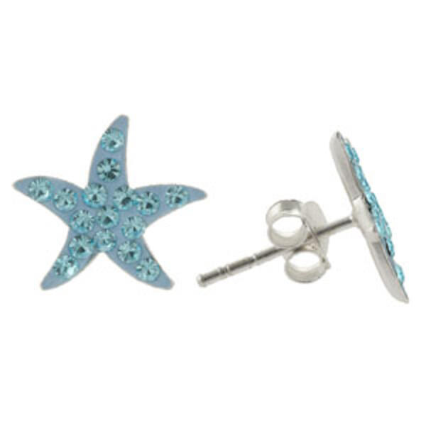Pave Crystal & Sterling Silver Starfish Stud - image 