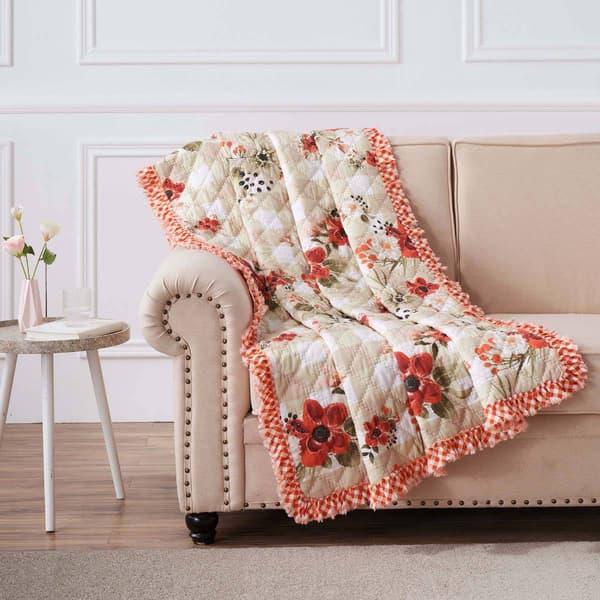 Greenland Home Fashions(tm) Wheatly Gingham Reversible Quilted Throw