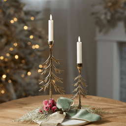 Melrose Metal Pine Tree Taper Candle Holder - Set of 2