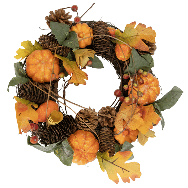 Northlight 13.5in. Pumpkin & Pinecone Fall Harvest Wreath - image 