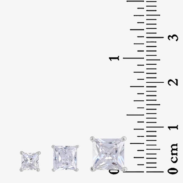 Forever New Sterling Silver 4mm, 5mm & 7mm CZ Stud Earrings Set