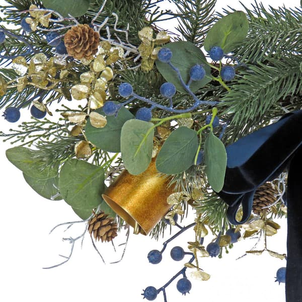 National Tree 28in. Swiss Chic Blue/Champagne Wreath