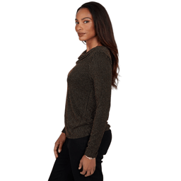 Womens Emaline Soiree Long Sleeve Drape Neck Stripe Blouse