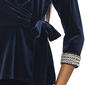Womens MSK 3/4 Rhinestone Sleeve Velvet Faux Wrap Blouse - image 5