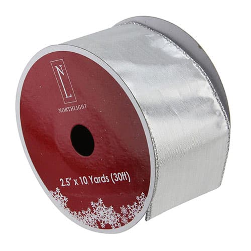 Northlight Seasonal 12pk. Solid Silver Wired Ribbon - image 