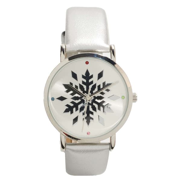 Silver-Tone Snowflake & Colorful Rhinestone Watch - PT10188 - image 