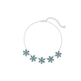 Gloria Vanderbilt Silver-Tone Aqua Stone Flower Frontal Necklace