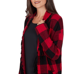 Womens Ruby Rd. Mysterious Romance Buffalo Plaid Cardigan
