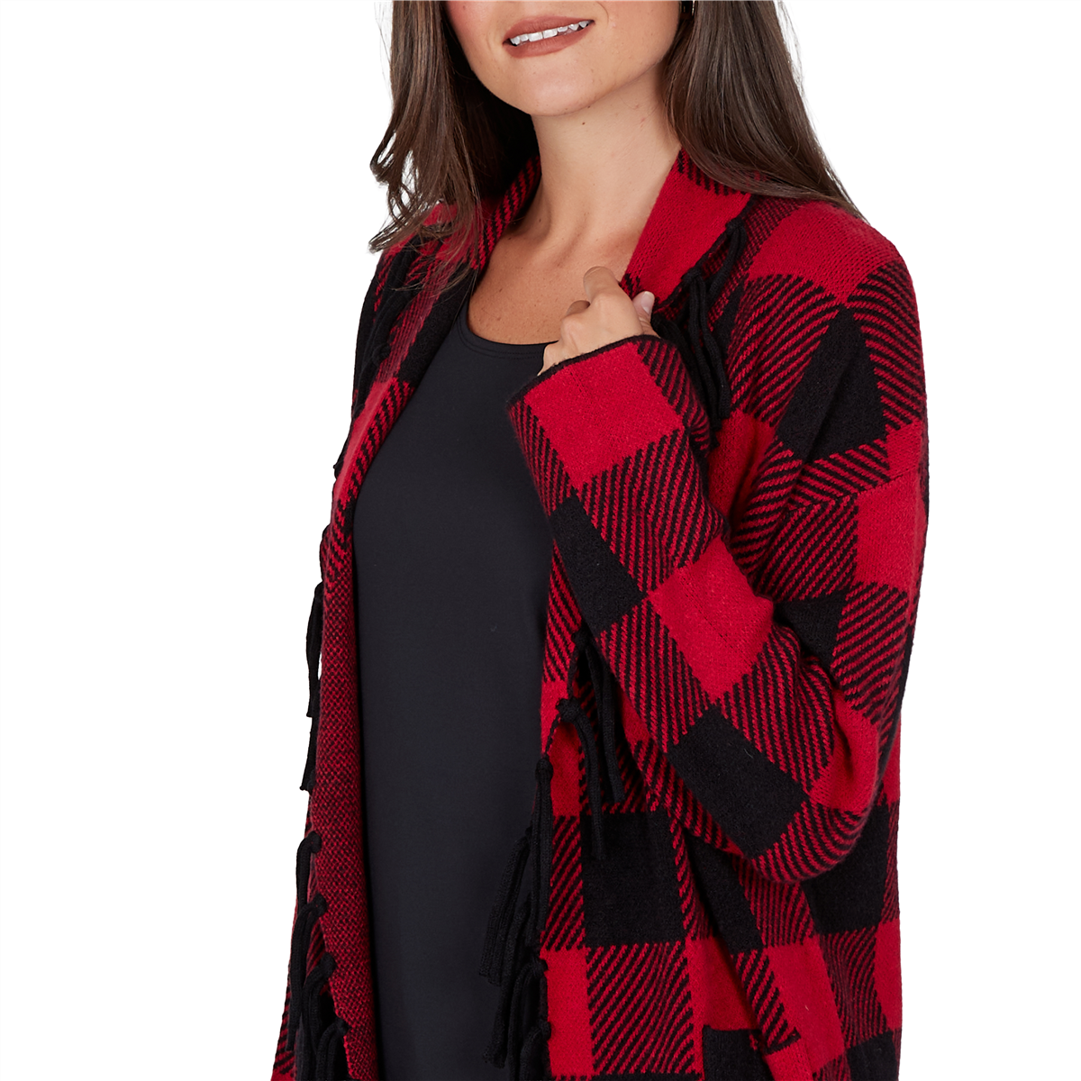 Womens Ruby Rd. Mysterious Romance Buffalo Plaid Cardigan