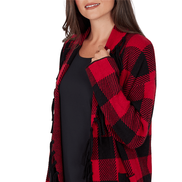 Womens Ruby Rd. Mysterious Romance Buffalo Plaid Cardigan