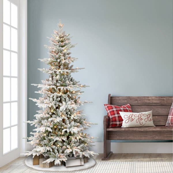Puleo International 6.5ft. Pre-Lit Flocked Fir Christmas Tree