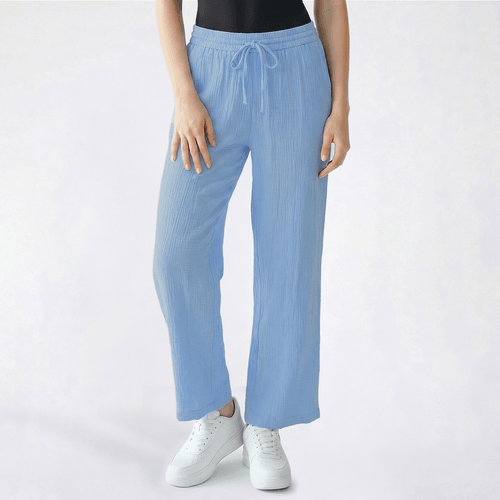 Juniors No Comment Drawstring High Rise Wide Leg Pants - image 