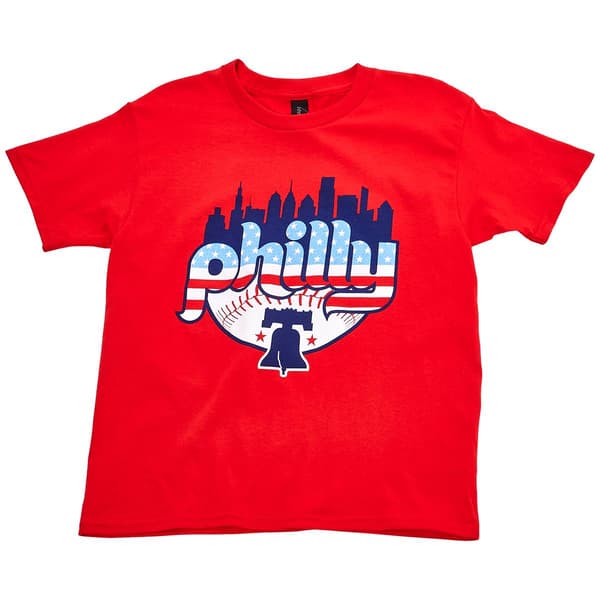Mens Big & Tall Tailgate Philadelphia Baseball Flag Skyline Tee - image 
