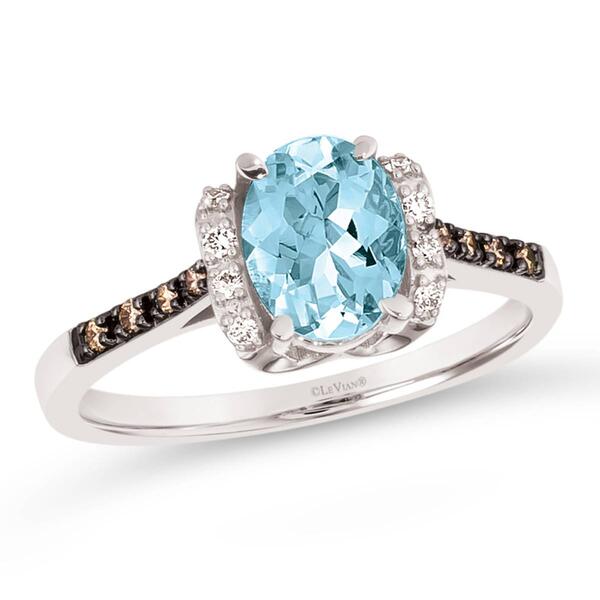 Le Vian&#40;R&#41; 14kt. White Gold 7/8ctw. Aquamarine Diamond Accent Ring - image 