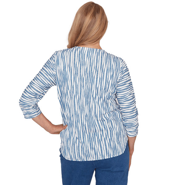 Womens Alfred Dunner Austin Spliced Stripe Blouse w/ Necklace