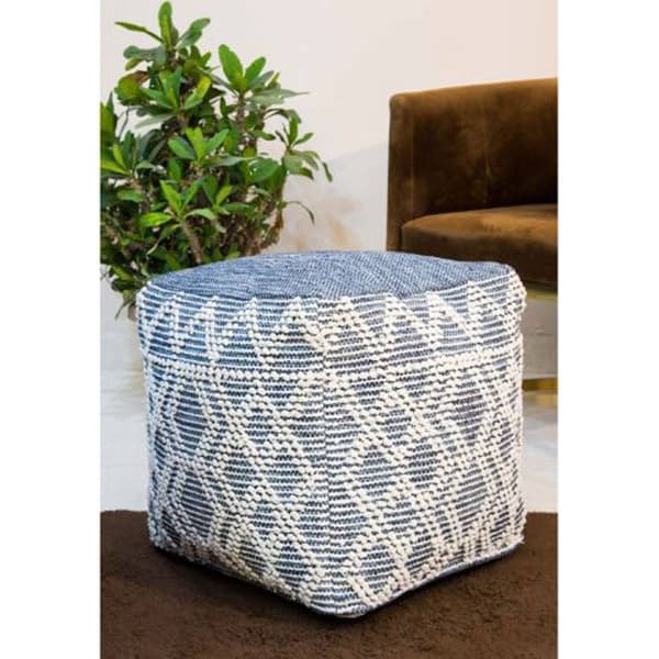 Wide Diamond Textured Regis Pouf Ottoman - image 