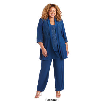Plus Size R&M Richards 3pc. Lace Detail Jacket Pants Set - Boscov's