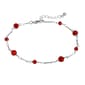 1928 Silver Tone Red Beaded Chain Ankle Bracelet - image 1