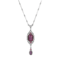 1928 Silver-Tone Purple Moonstone Bead Drop Pendant - image 1