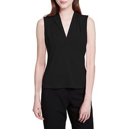 Womens Calvin Klein Sleeveless Shirred V-Neck Blouse
